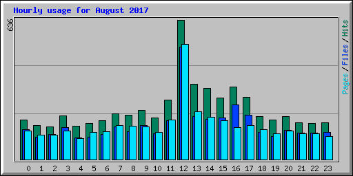 Hourly usage for August 2017
